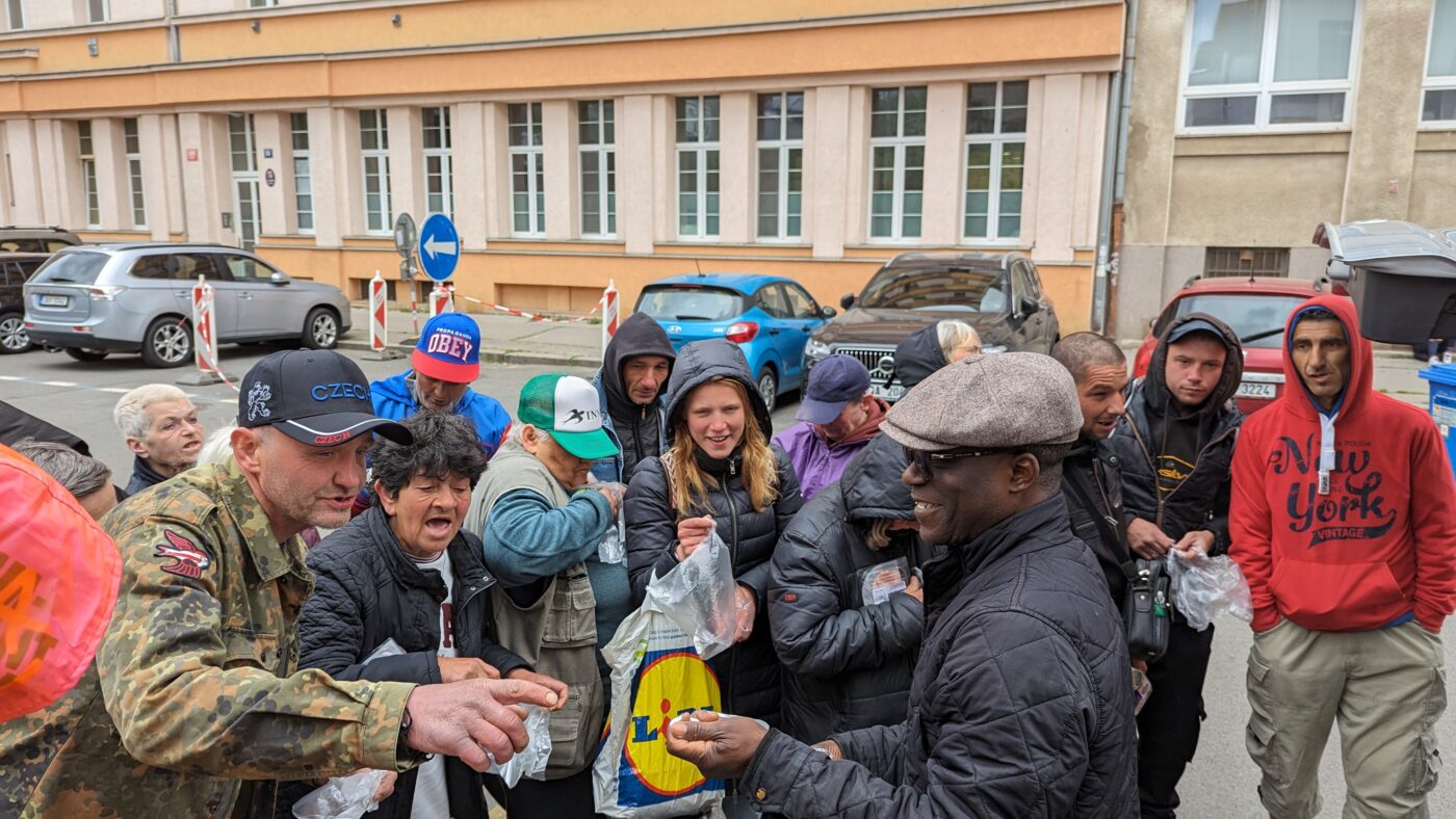 AAA Global Care Distributes Food & Supplies at Prague 7 Salvation Army Hostel